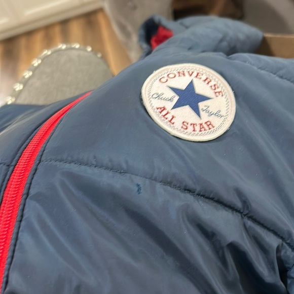 Converse All Star Boys Quilted Jacket S 8-10yrs Blue Hood Zipper Chuck Taylor - Picture 16 of 16